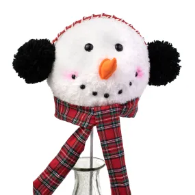 13.5" Snowman Head Tree Topper With Pick: Tartan Plaid