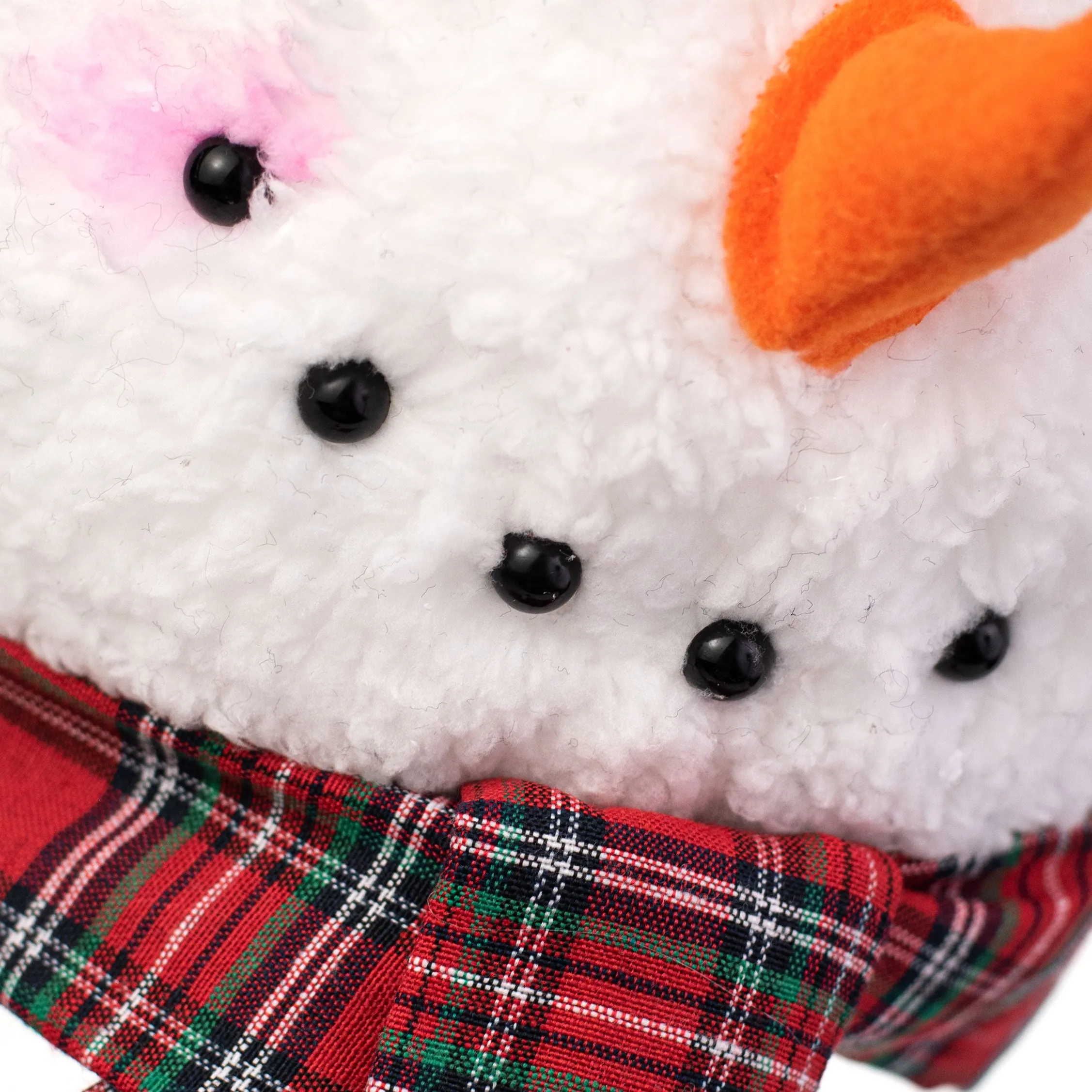 13.5" Snowman Head Tree Topper With Pick: Tartan Plaid