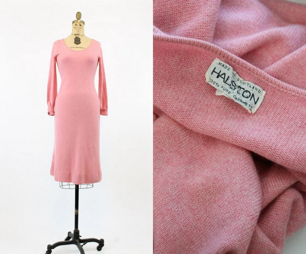 1970s HALSTON cashmere dress xs small designer | new fall