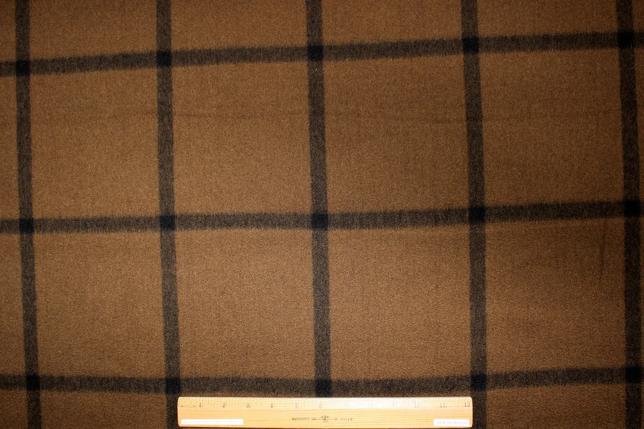 3 yards of Italian Blanket Plaid Coating - Black on Brown