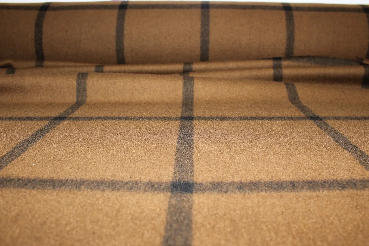 3 yards of Italian Blanket Plaid Coating - Black on Brown