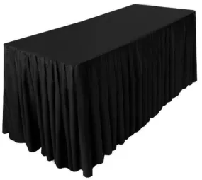 5' Ft. Fitted Polyester Double Pleated Table Skirting Cover W/top Topper   Black"