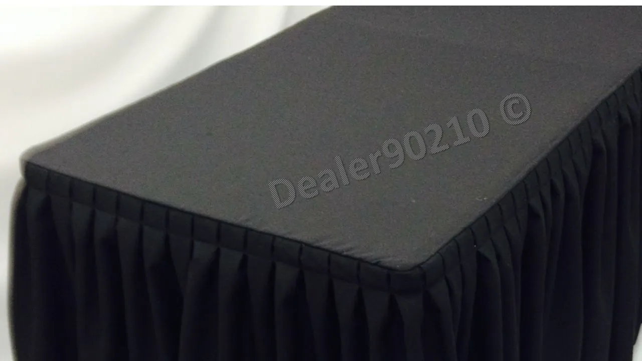 5' Ft. Fitted Polyester Double Pleated Table Skirting Cover W/top Topper   Black"