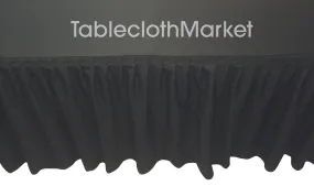 5' Ft. Fitted Table Skirting Cover W/ Top Topper Single Pleated Trade Show Black"