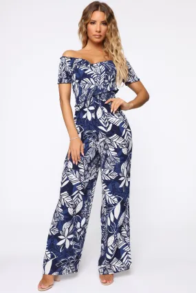 Ace Hotel Off Shoulder Jumpsuit - Navy