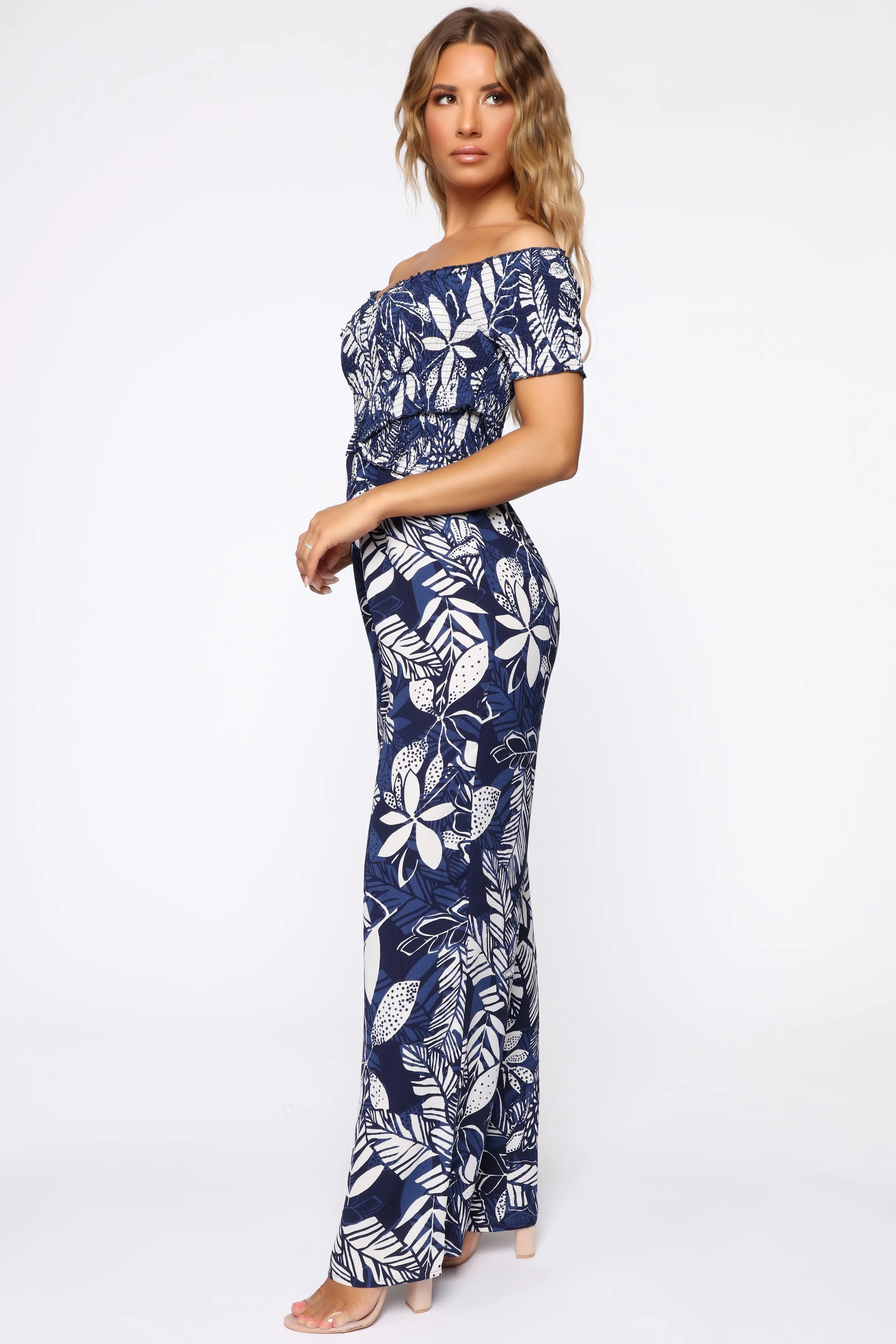 Ace Hotel Off Shoulder Jumpsuit - Navy