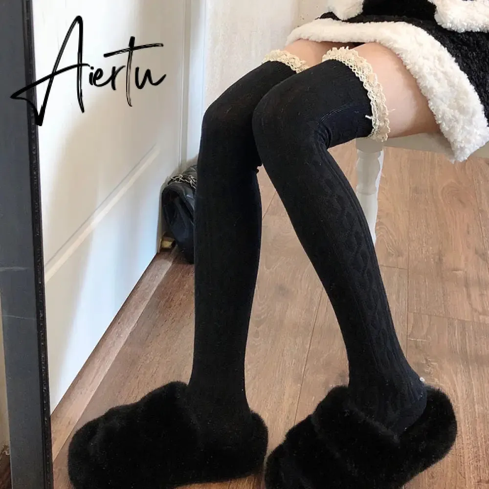 Aiertu Winter Slim Stripe Knitted Dress Women Vintage Sweater Party Mini Dress Female Korean Fashion Elegant One Piece Dress New