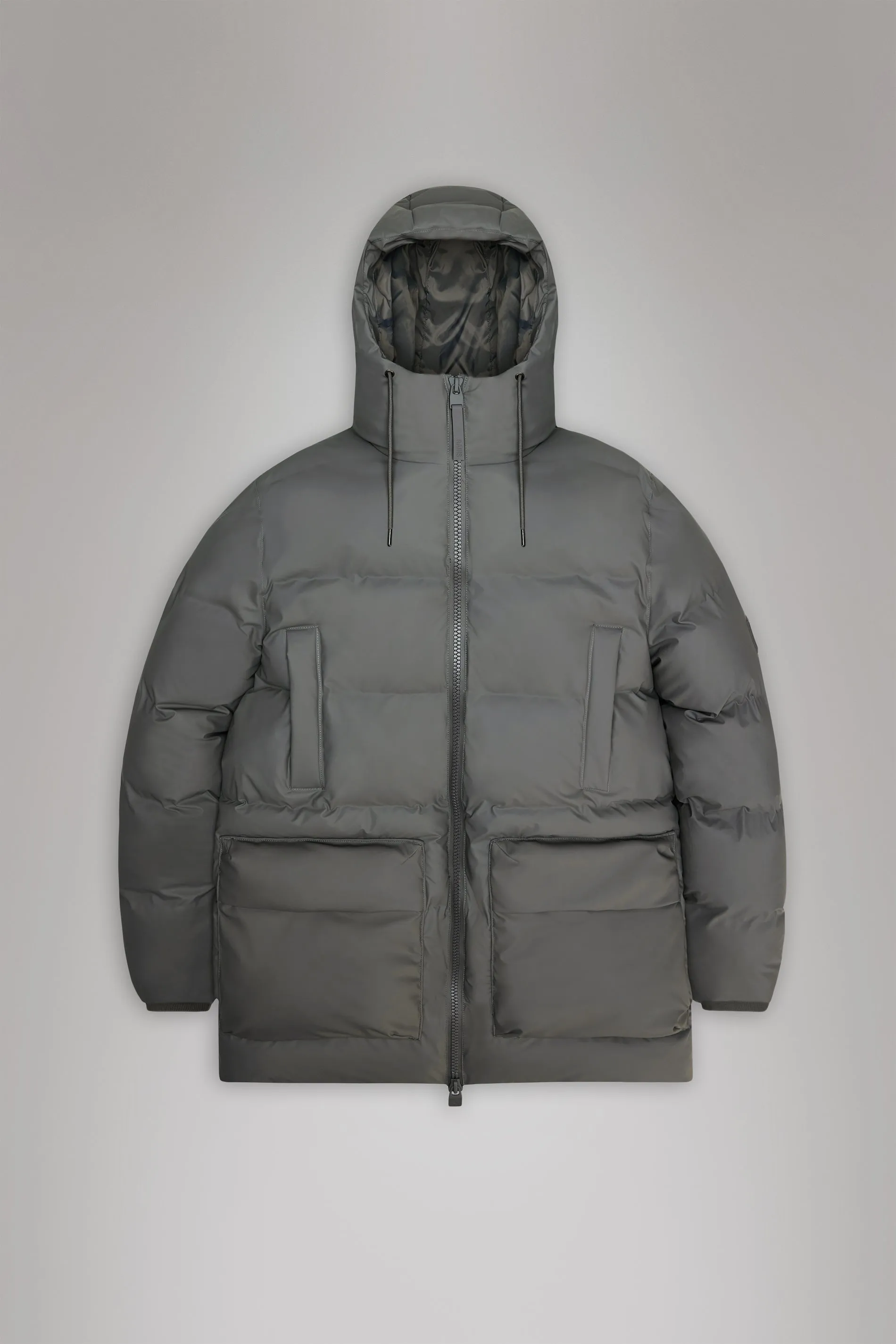 Alta Long Puffer Cargo Jacket - Grey