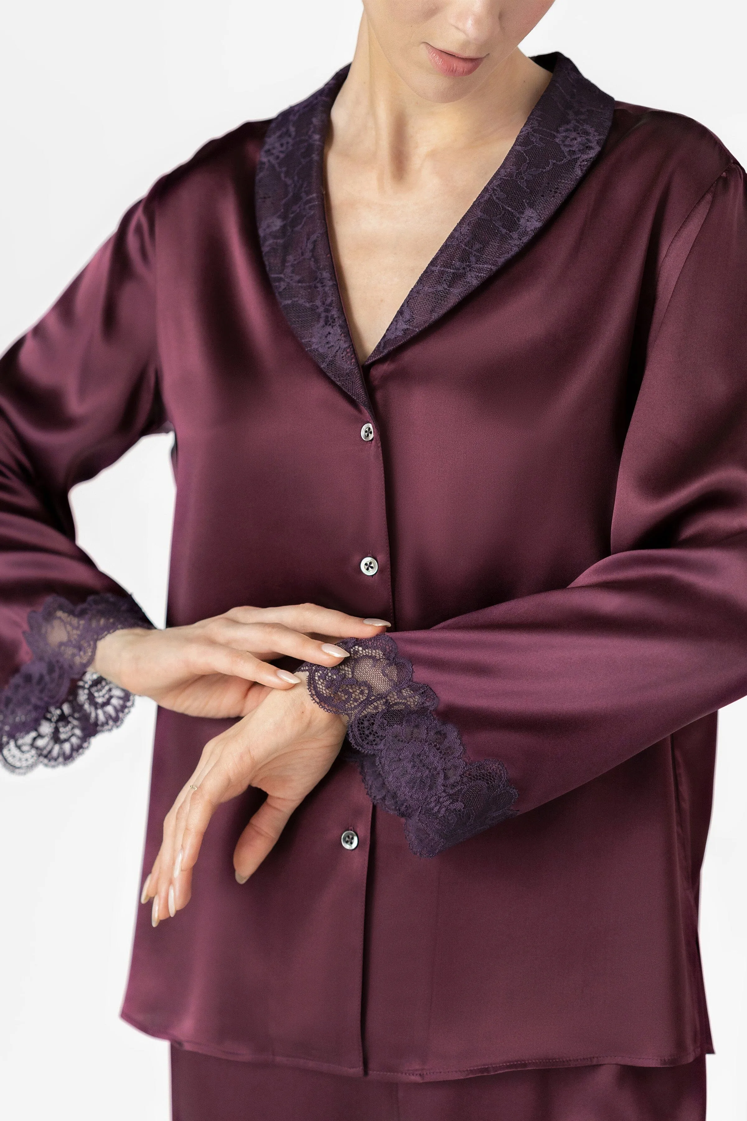 Arden Lush Shawl-collar Silk PJ Set