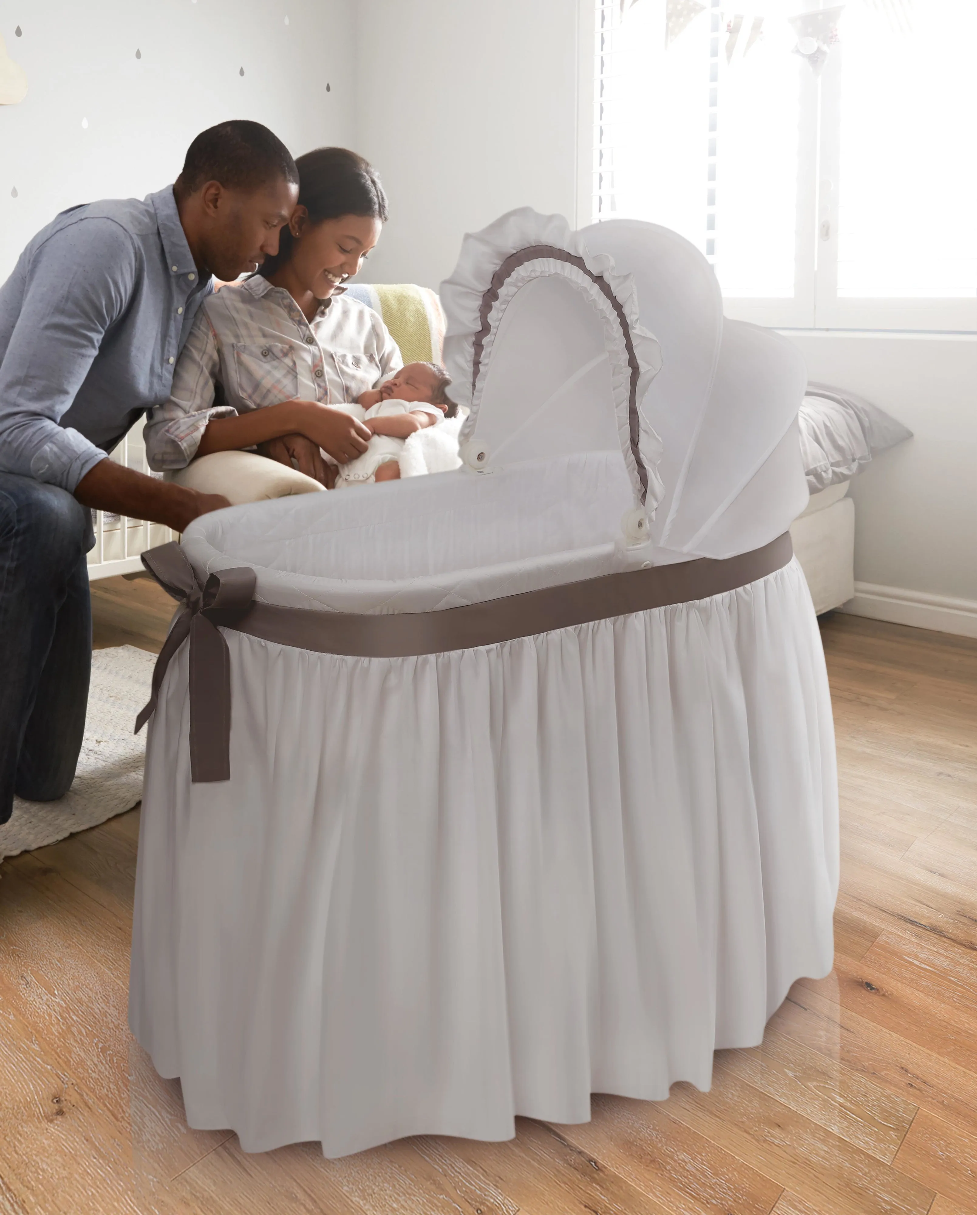 Badger Basket Wishes Oval Bassinet - Full Length Skirt