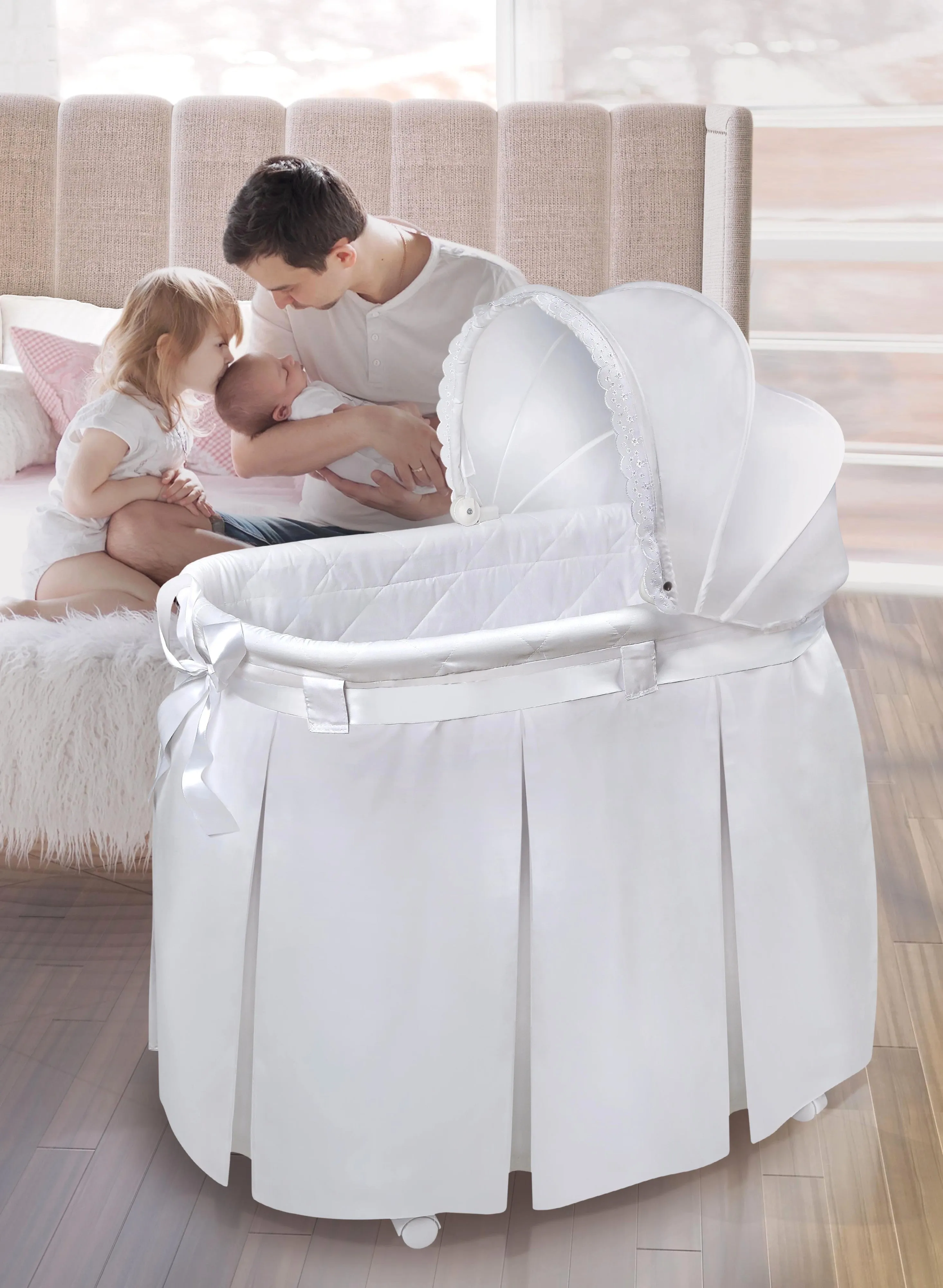 Badger Basket Wishes Oval Bassinet - Full Length Skirt