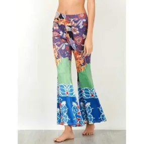 Baroque Print High Waist Flared Pants - S