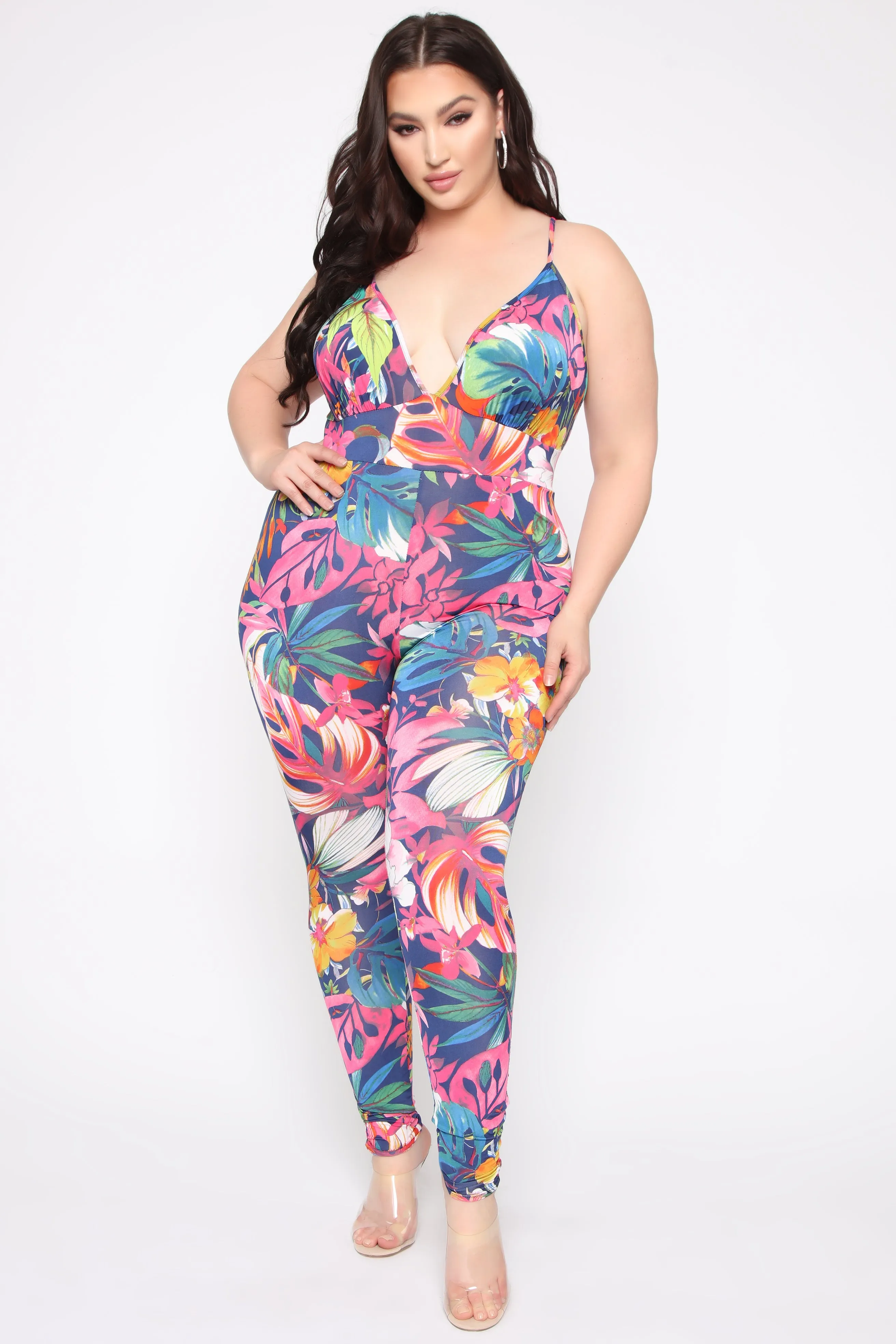 Beach Please Tropical Jumpsuit - Blue/Combo