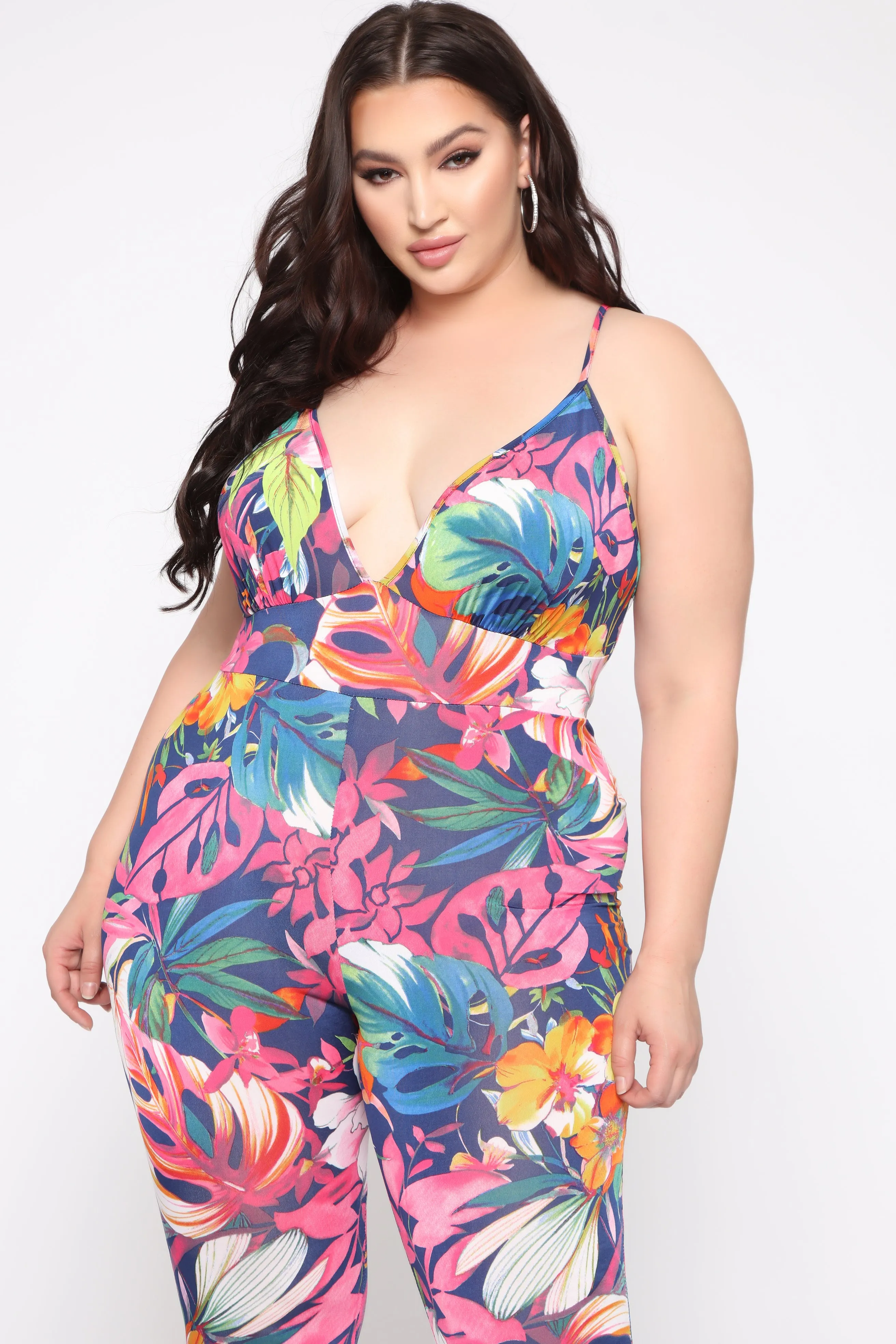 Beach Please Tropical Jumpsuit - Blue/Combo