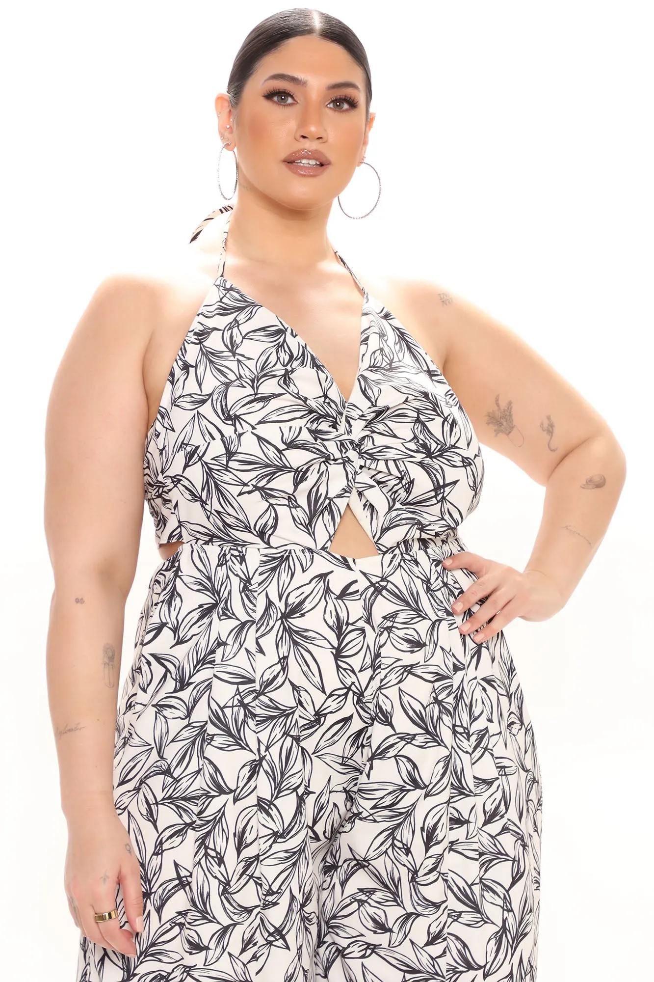 Beach Vibes Printed Jumpsuit - Cream