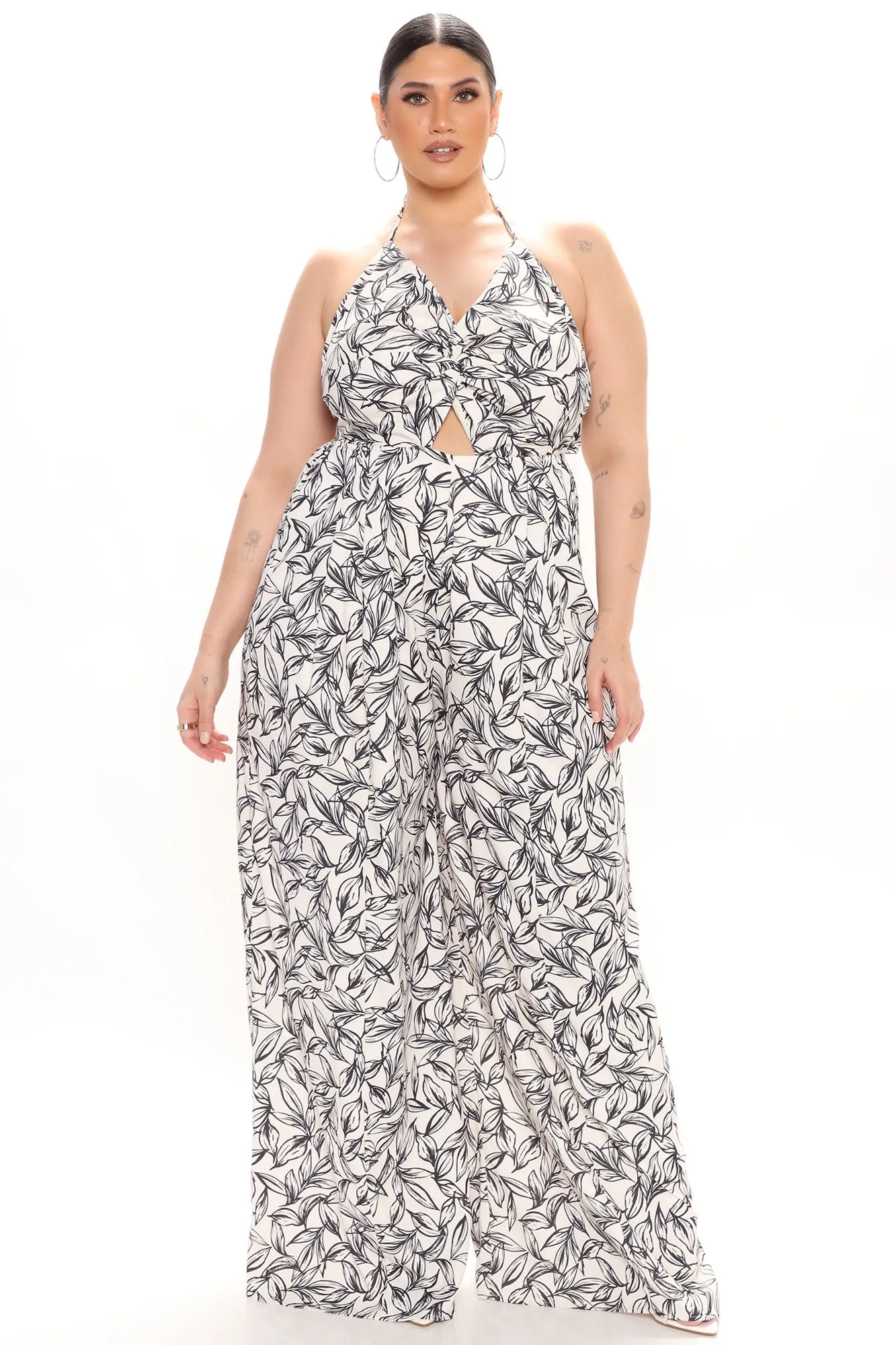 Beach Vibes Printed Jumpsuit - Cream