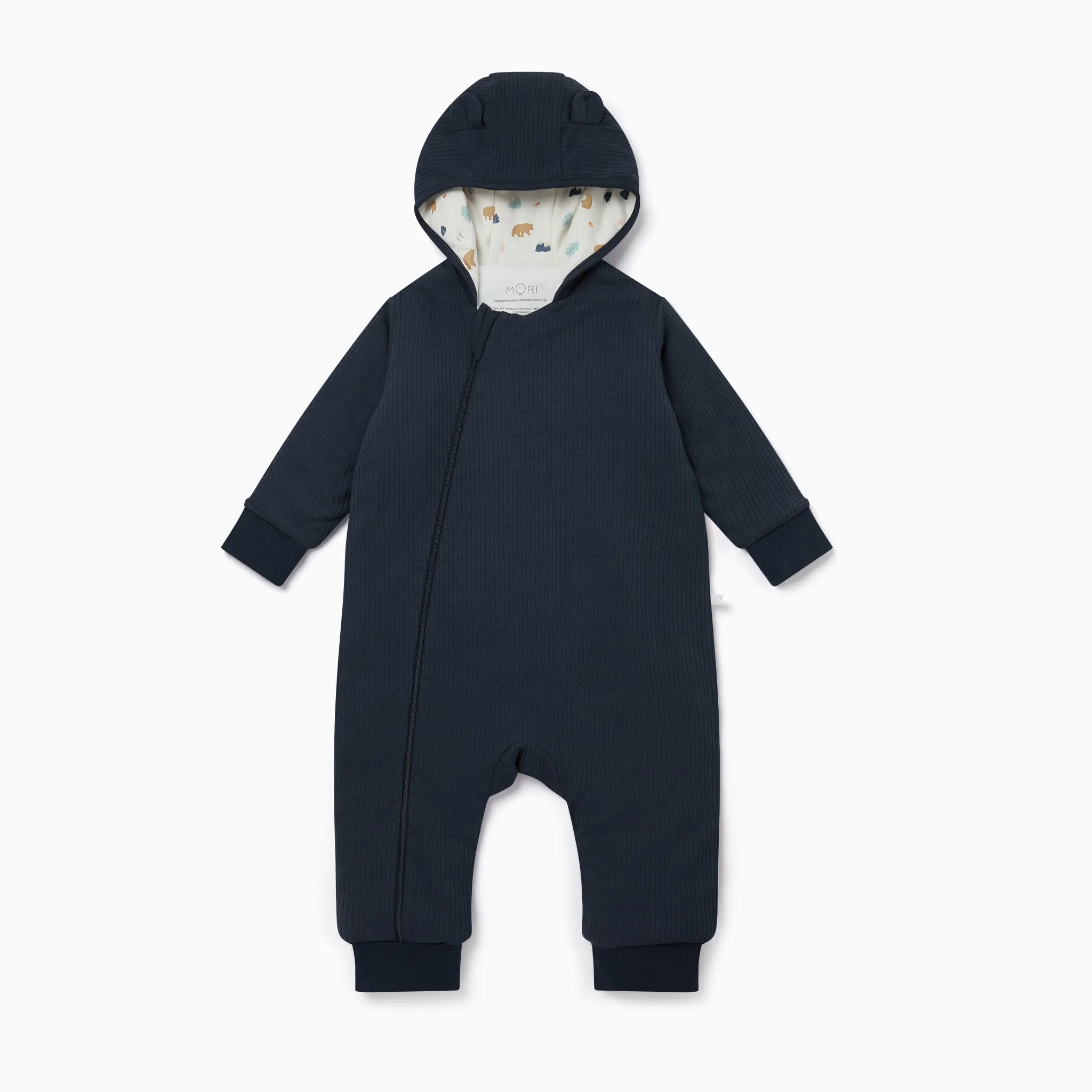 Bear Print Ribbed Pramsuit