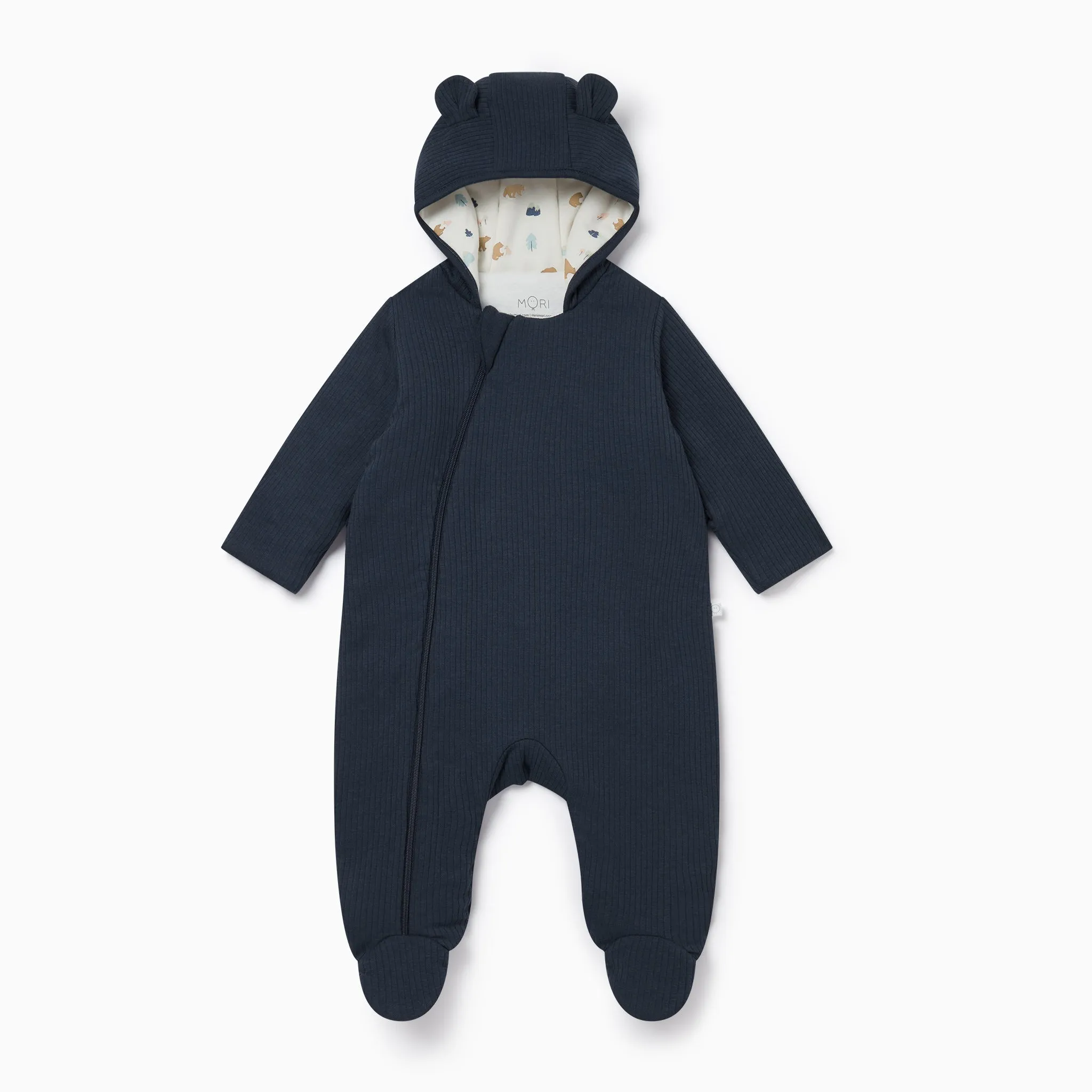 Bear Print Ribbed Pramsuit