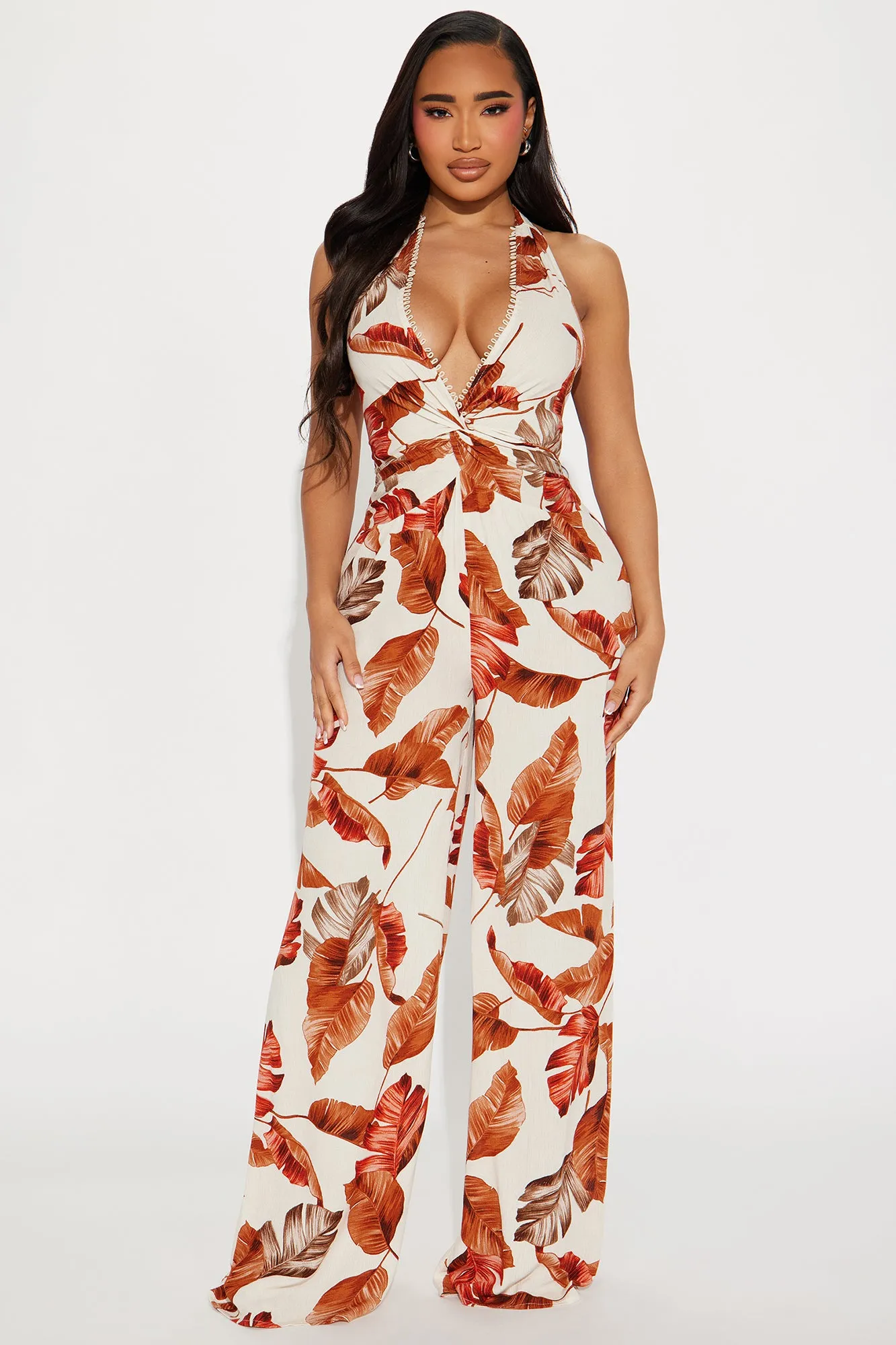 Bianka Tropical Jumpsuit - Brown/combo