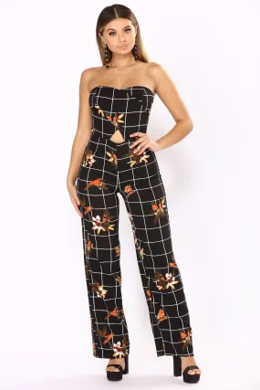 Birds Of Paradise Jumpsuit - Black Multi