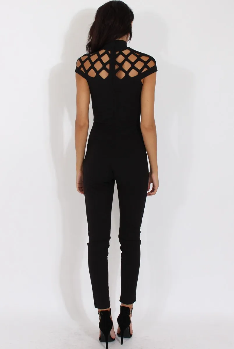 Black Cage Detail Jumpsuit - Aurelia