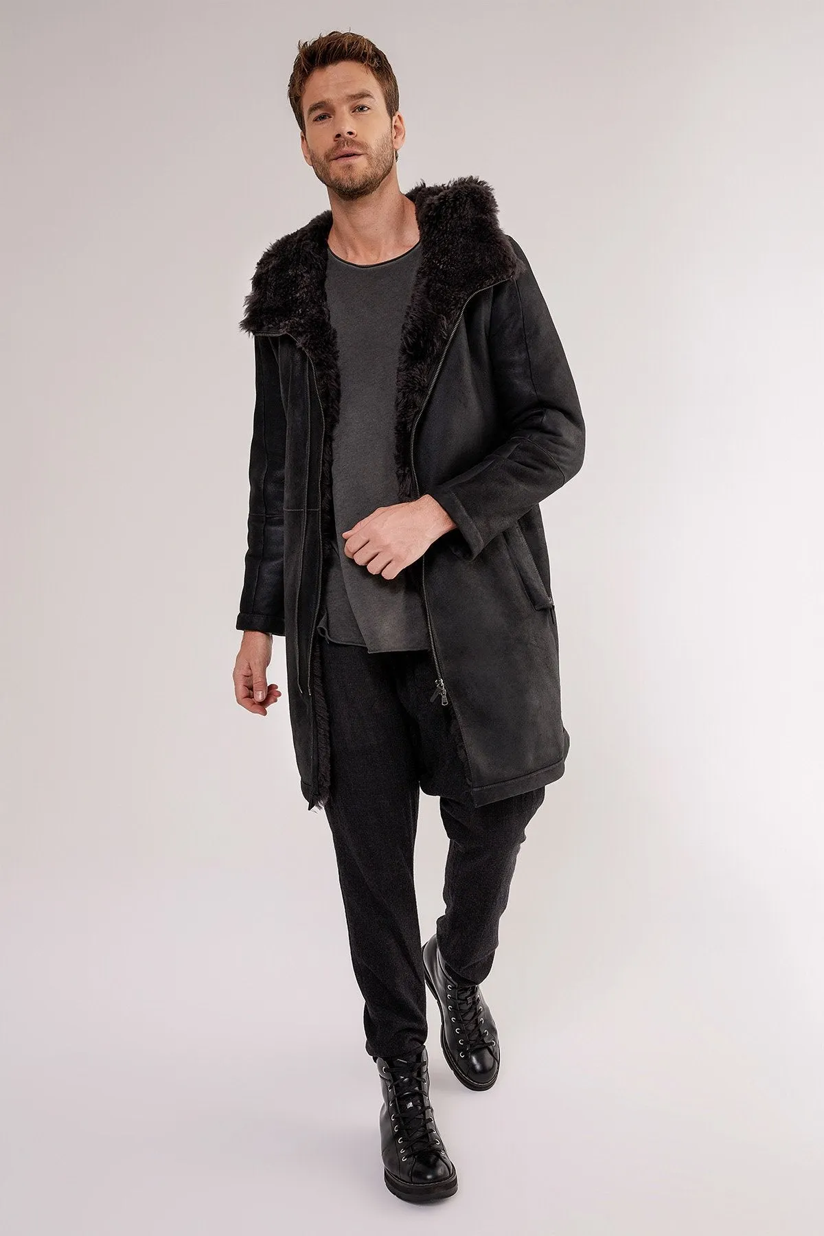 Black Shearling Coat