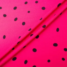 Black Spotted Fuchsia Pure Wool Crêpe