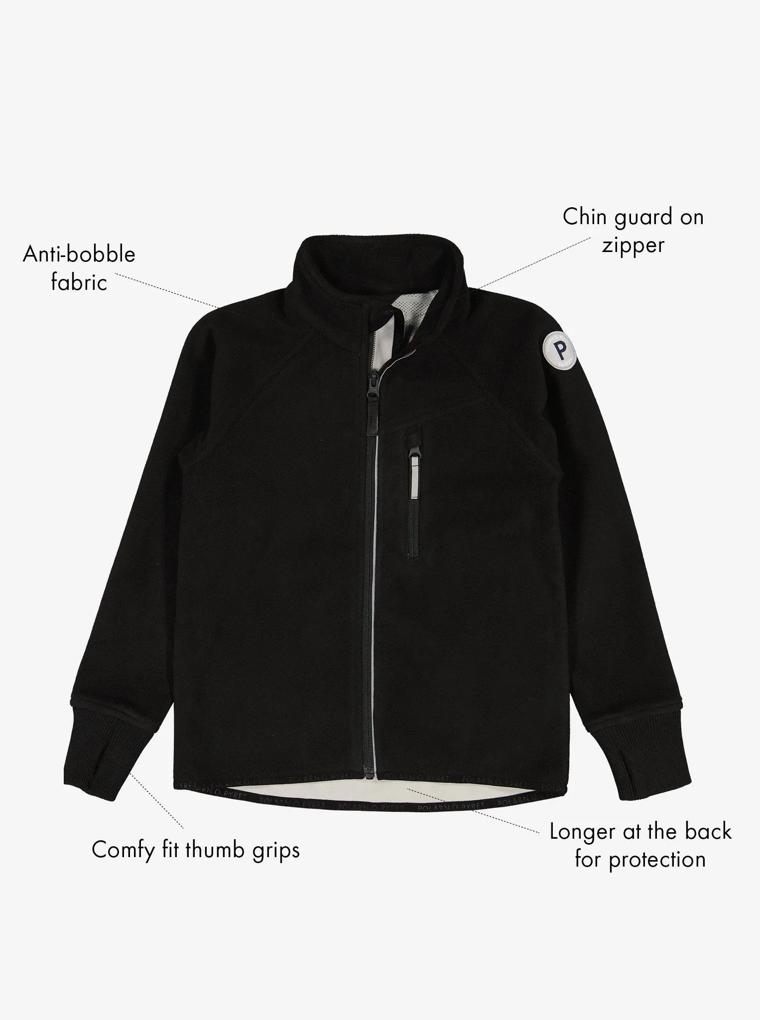 Black Waterproof Kids Fleece Jacket