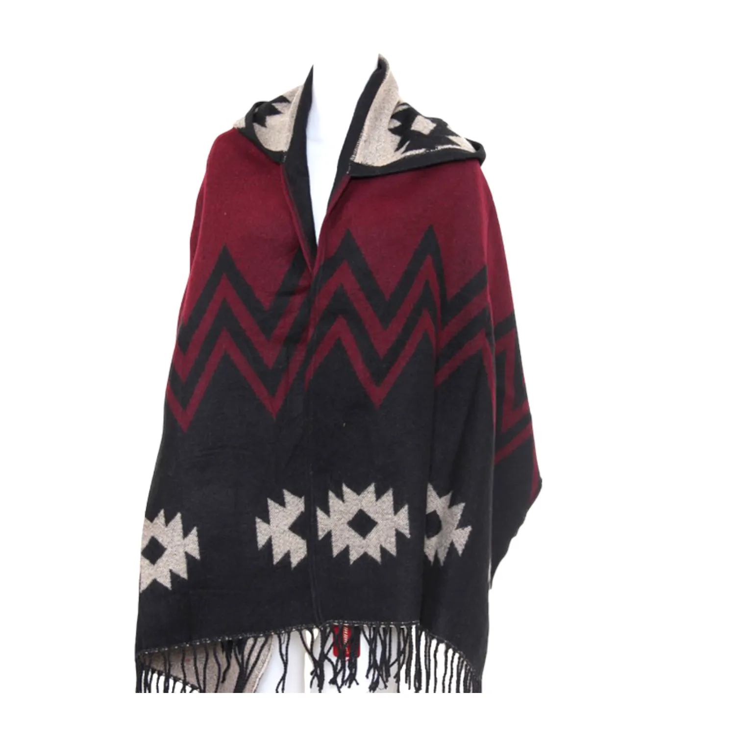 Bohemian Blanket Poncho Hoodie Cape Shawl Wrap