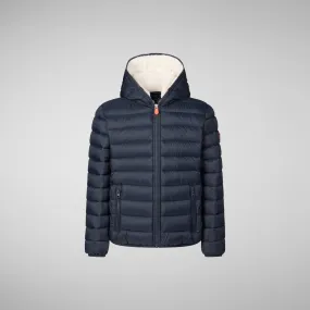 Boys' animal free Puffer jacket with teddy lining Finnegan in blue black