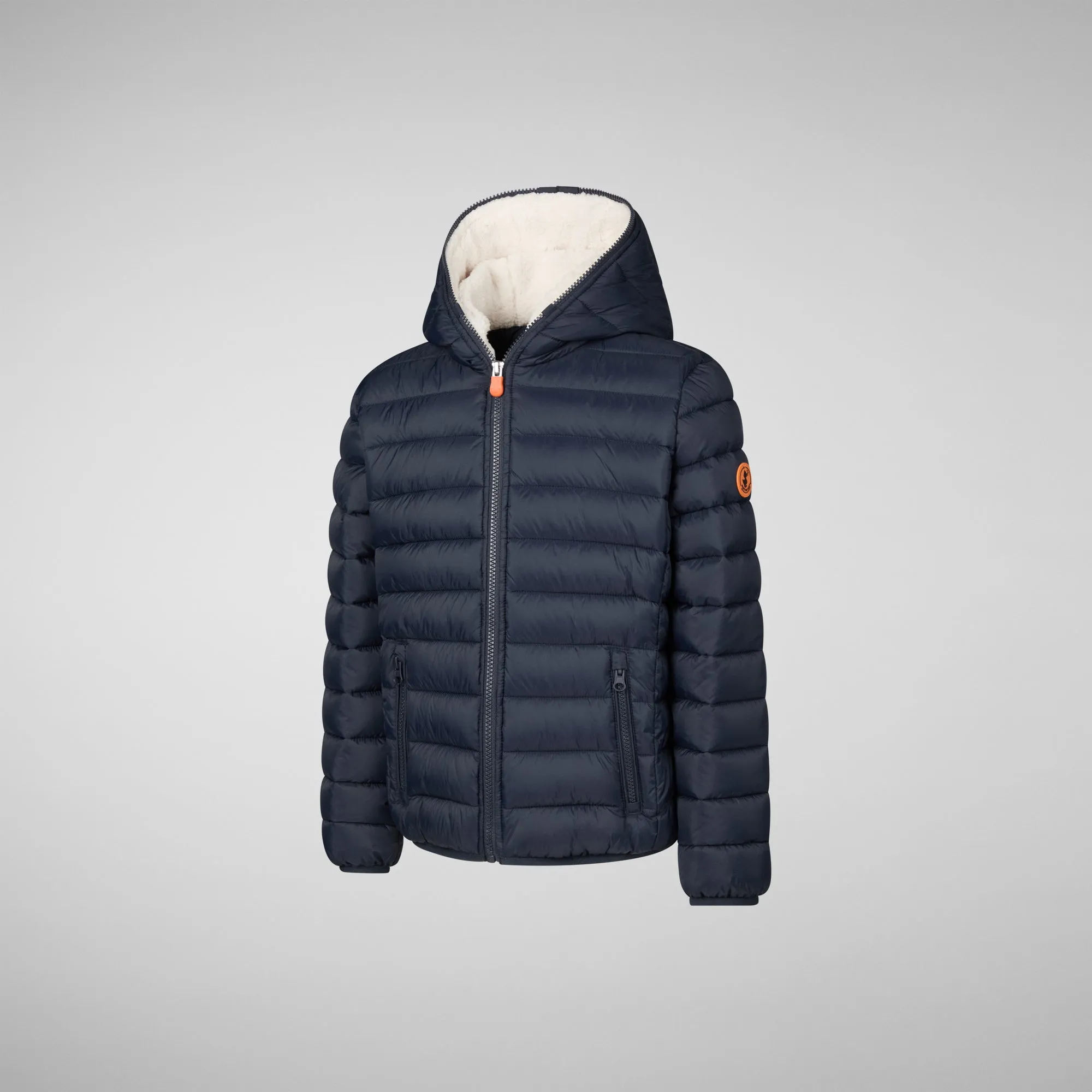 Boys' animal free Puffer jacket with teddy lining Finnegan in blue black