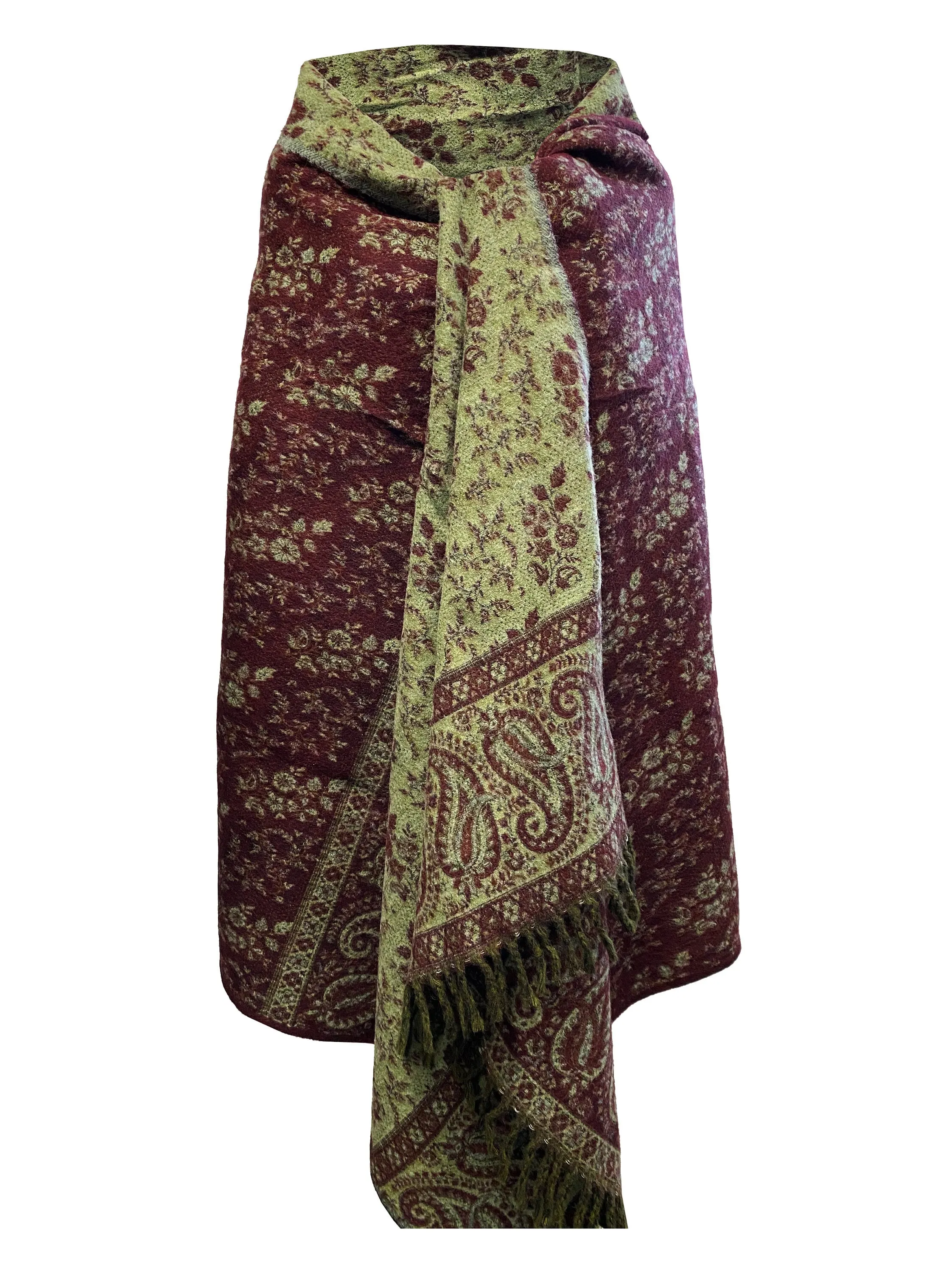 BROWN LUXURY HANDMADE soft floral Scarf Yak Wool comfortable scarf Shawl Blanket stole unisex Travel Wrap Meditation Soft Shawl special Gift