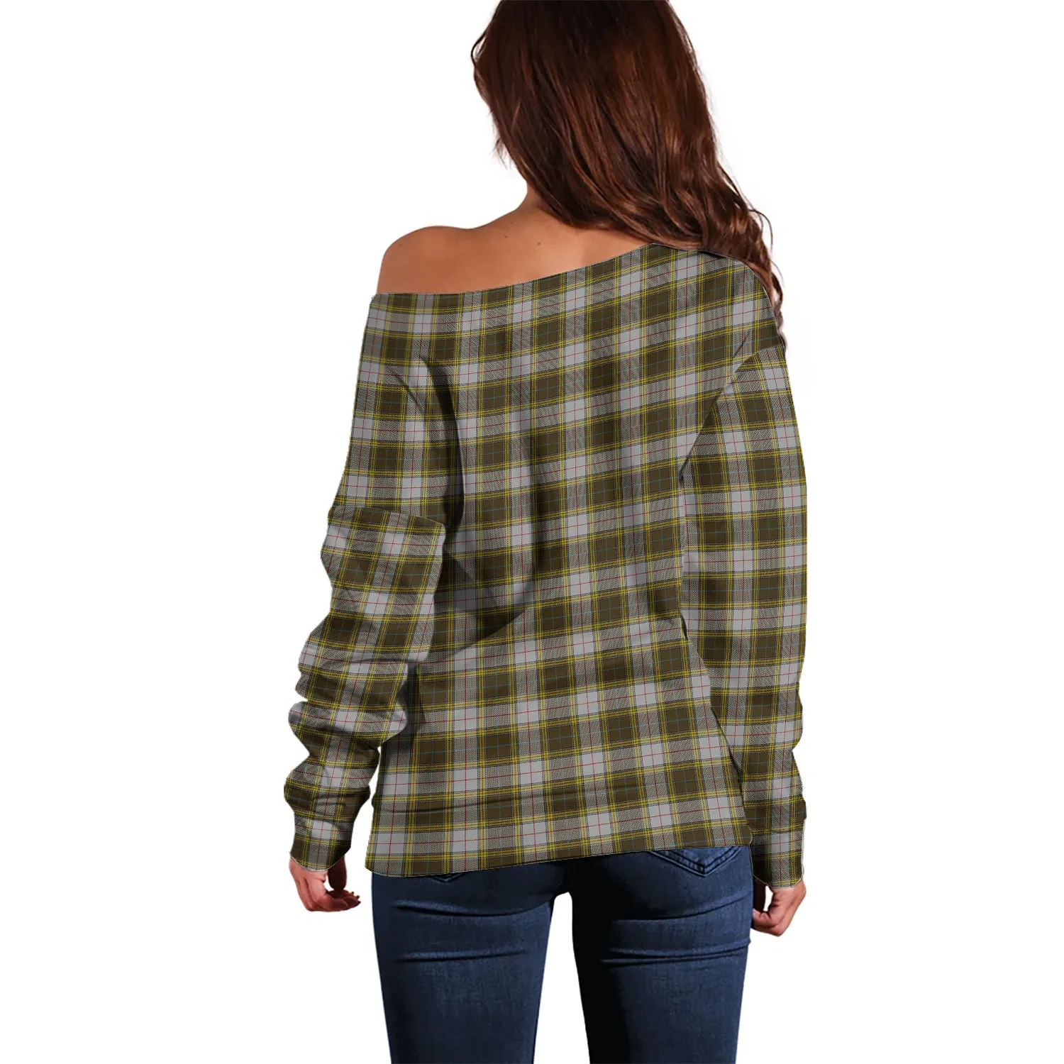 Buchanan Dress Tartan Off Shoulder Women Sweater with Family Crest