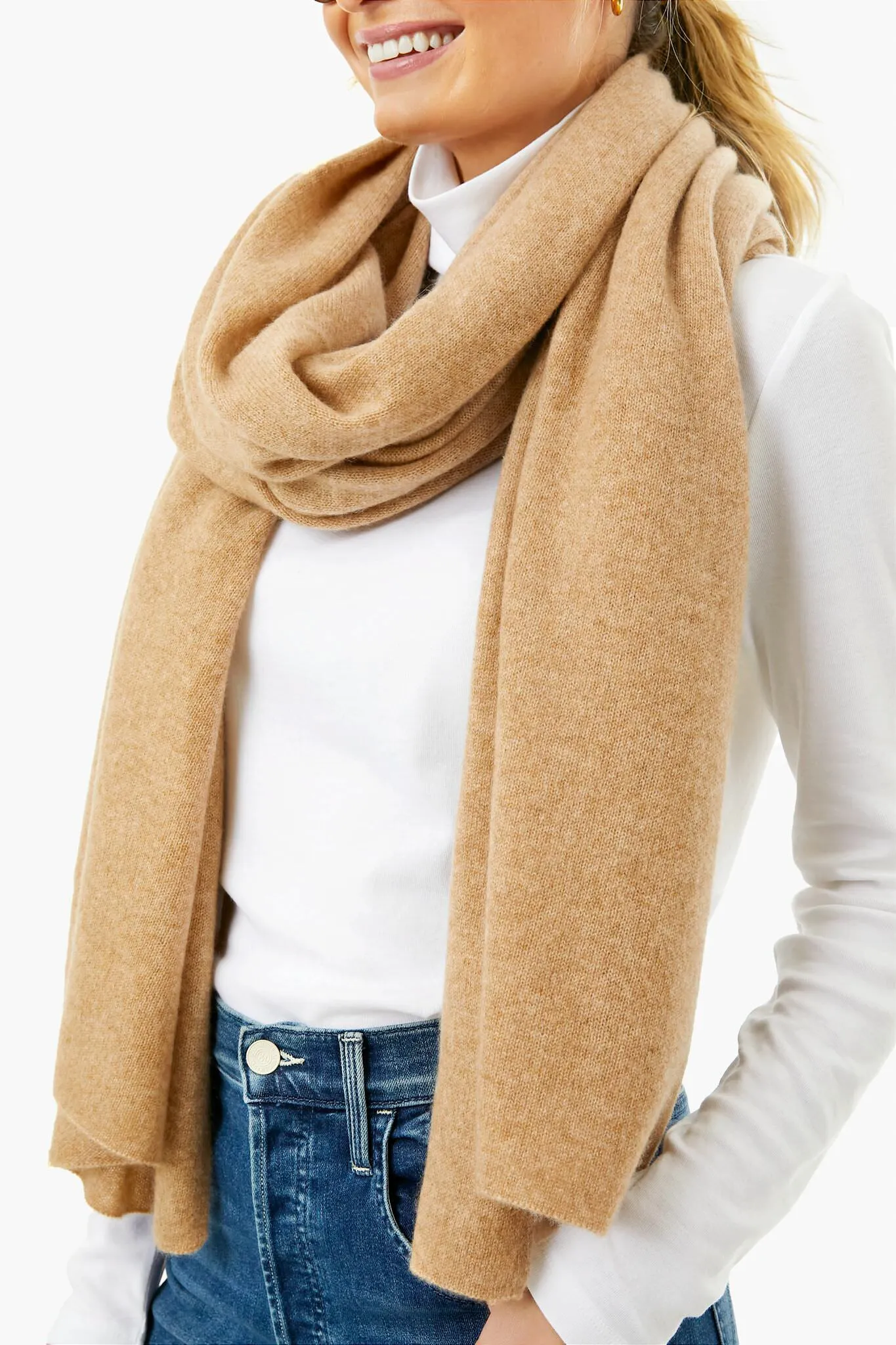 Camel Heather Cashmere Travel Wrap