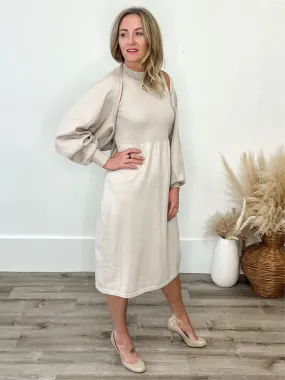 Cardigan and Sweater Dress Set - Champagne