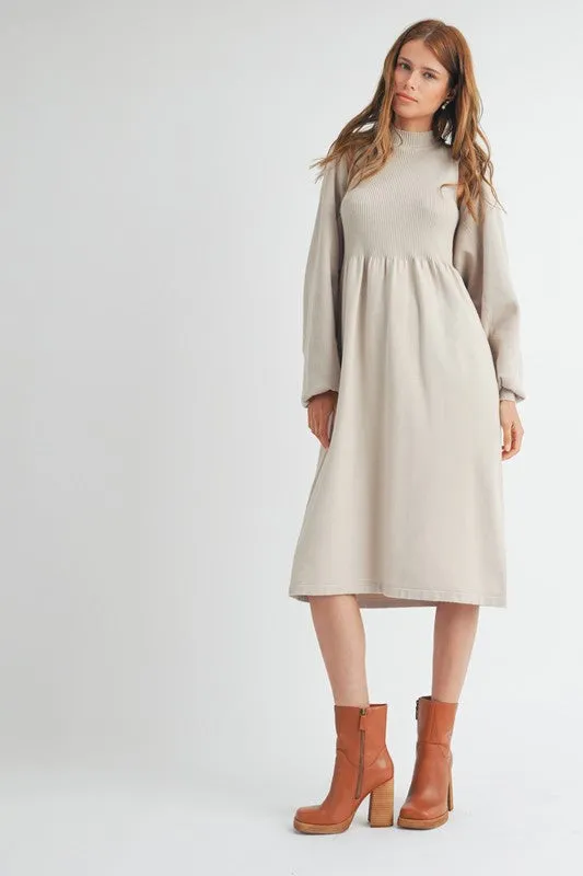 Cardigan and Sweater Dress Set - Champagne