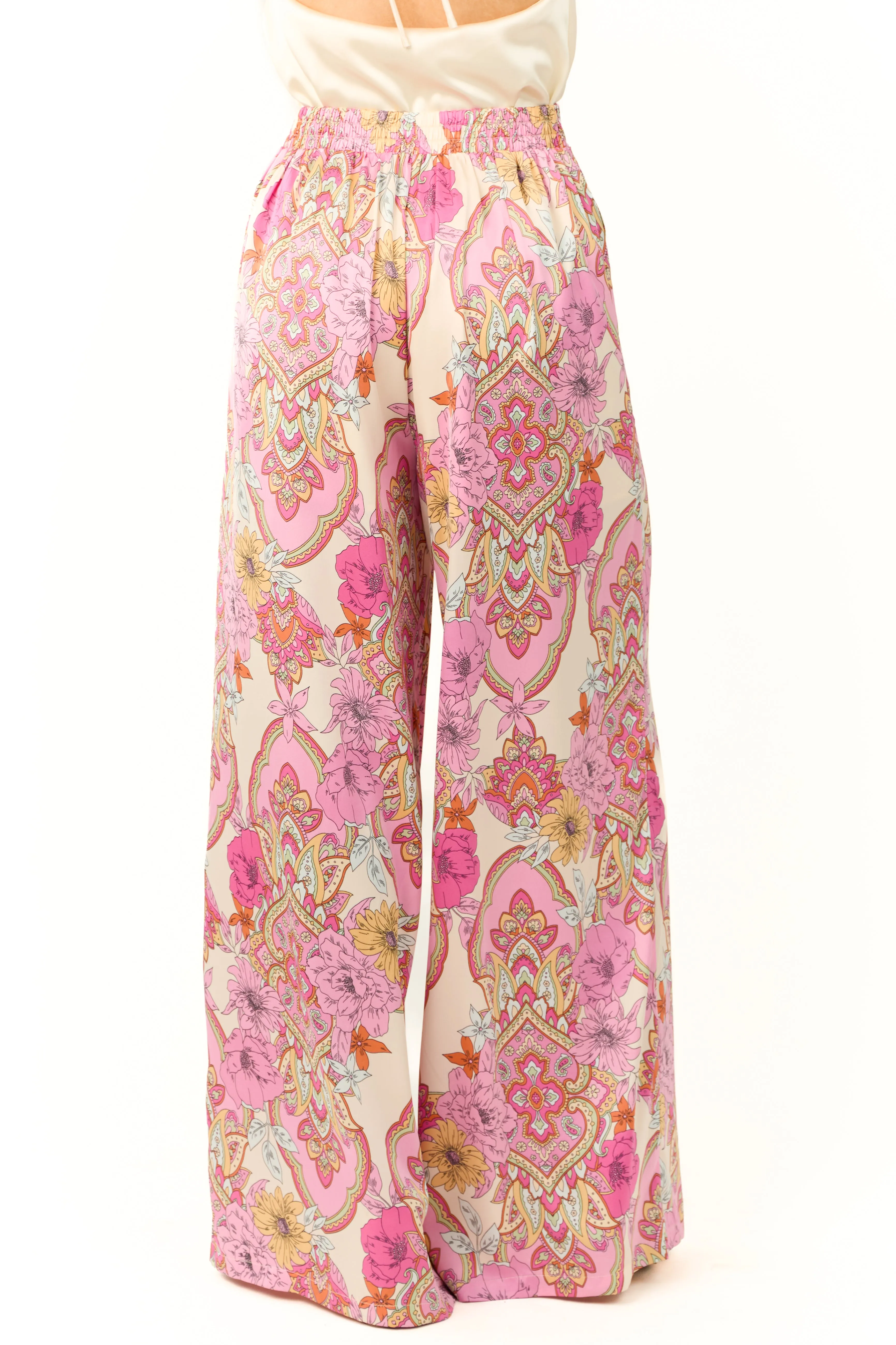 Carnation Paisley Print Satin Pants