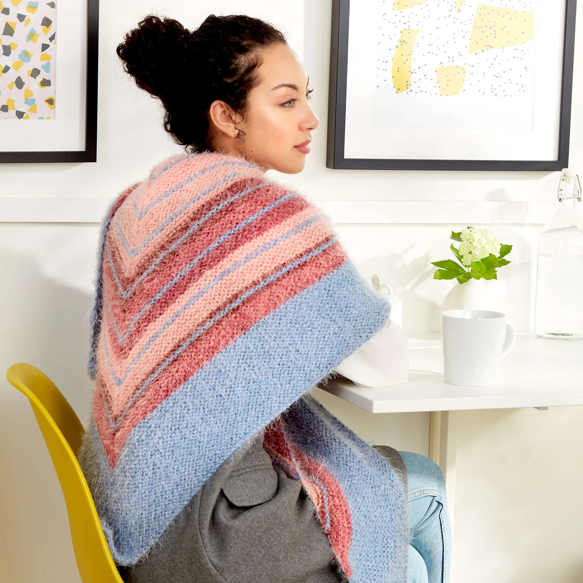 Caron Misty Chevron Knit Shawl