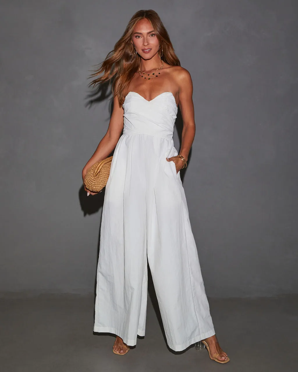 Casey Poplin Tie Waist Wide Leg Jumpsuit