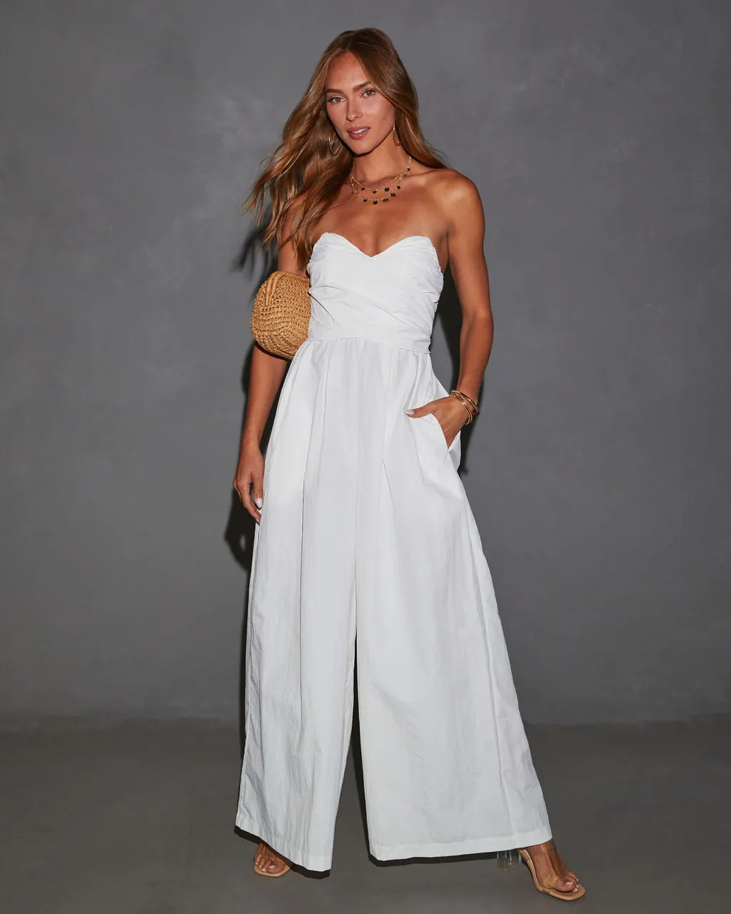 Casey Poplin Tie Waist Wide Leg Jumpsuit