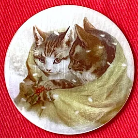 Cats in Blanket Pearl Shell Button 1-3/8"  #SC-1653 Kittens