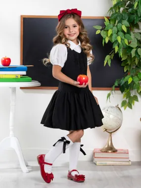 Chic Black Ruffle Uniform Dress by Kids Couture