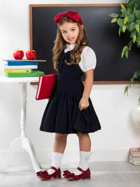 Chic Navy Ruffle Uniform Dress by Kids Couture