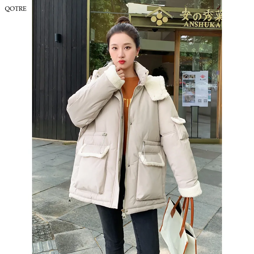 Cinched Waist Thickened Puffer Jacket