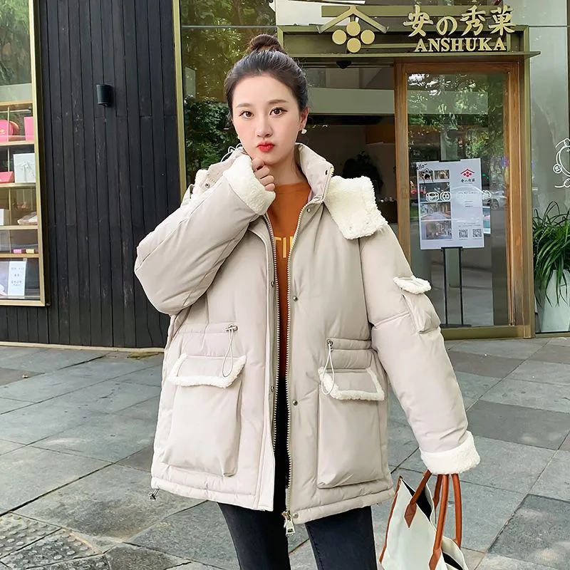 Cinched Waist Thickened Puffer Jacket