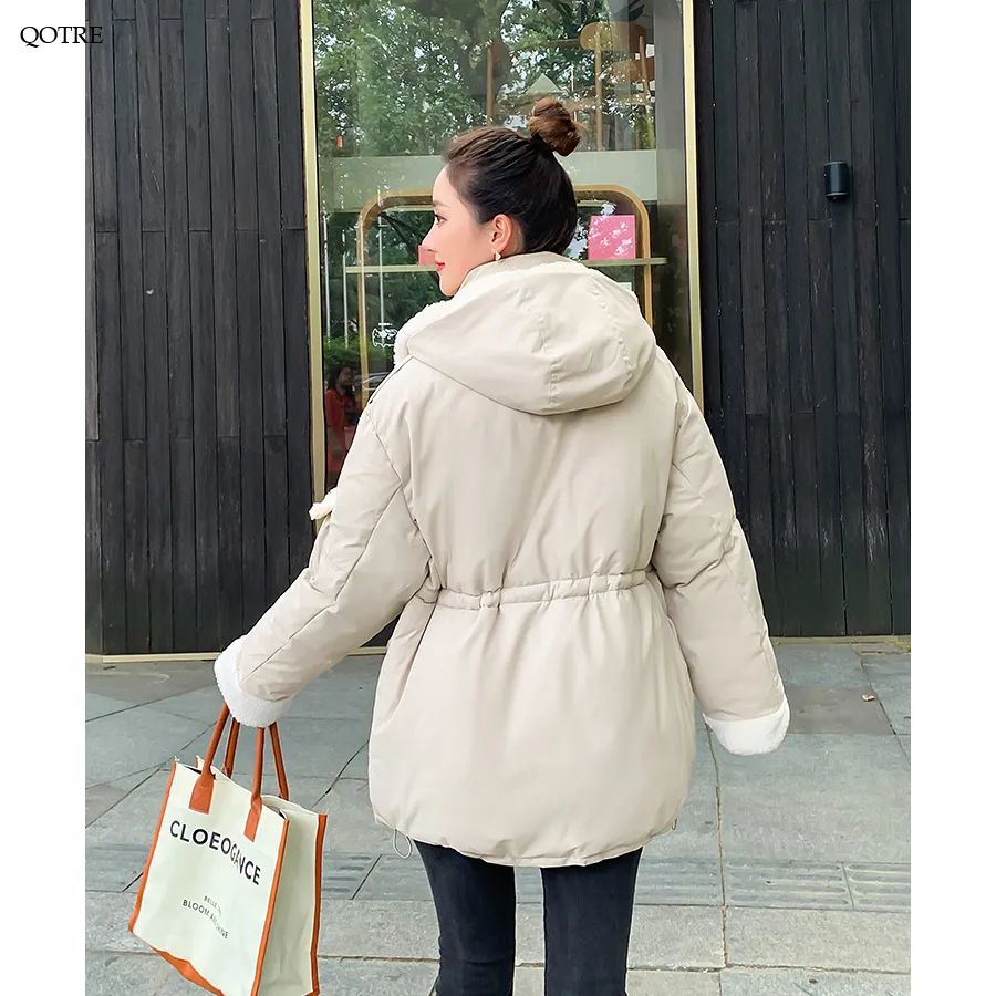 Cinched Waist Thickened Puffer Jacket