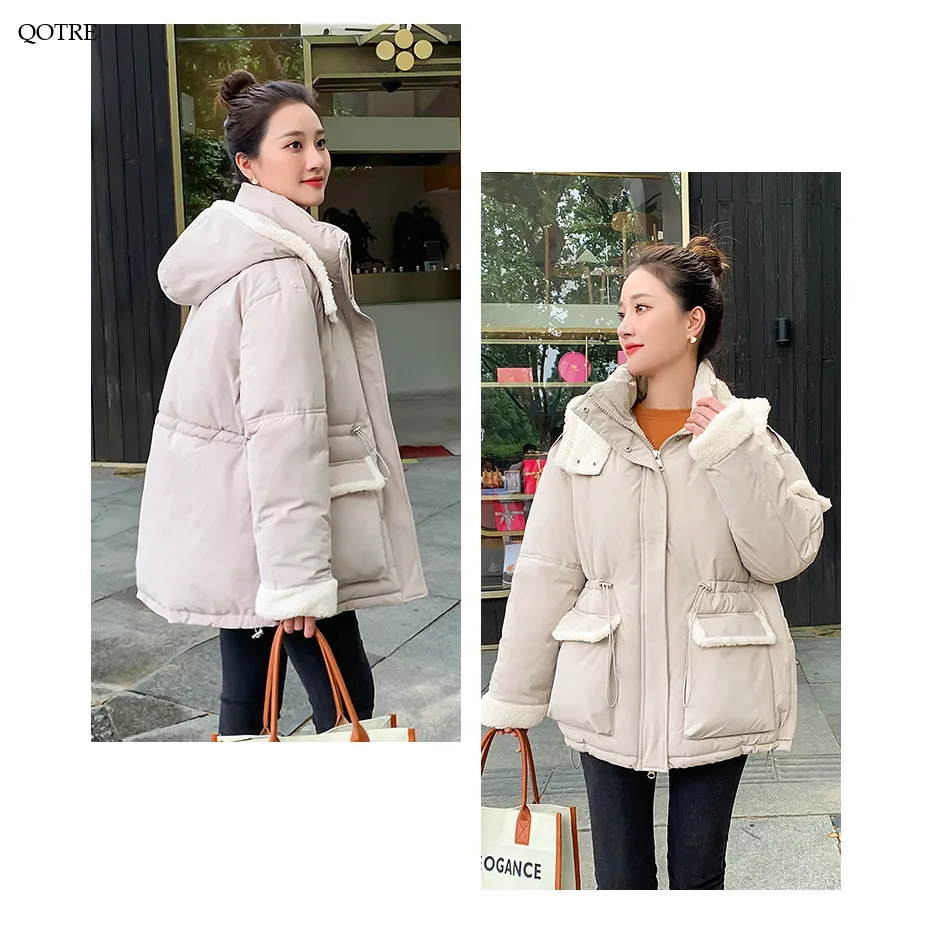 Cinched Waist Thickened Puffer Jacket