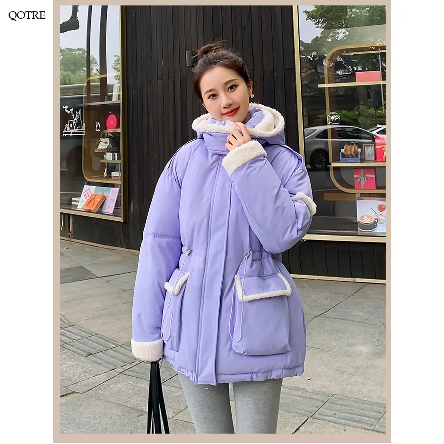 Cinched Waist Thickened Puffer Jacket