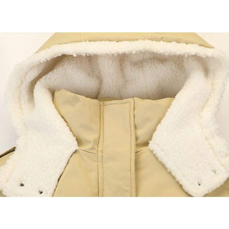 Cinched Waist Thickened Puffer Jacket