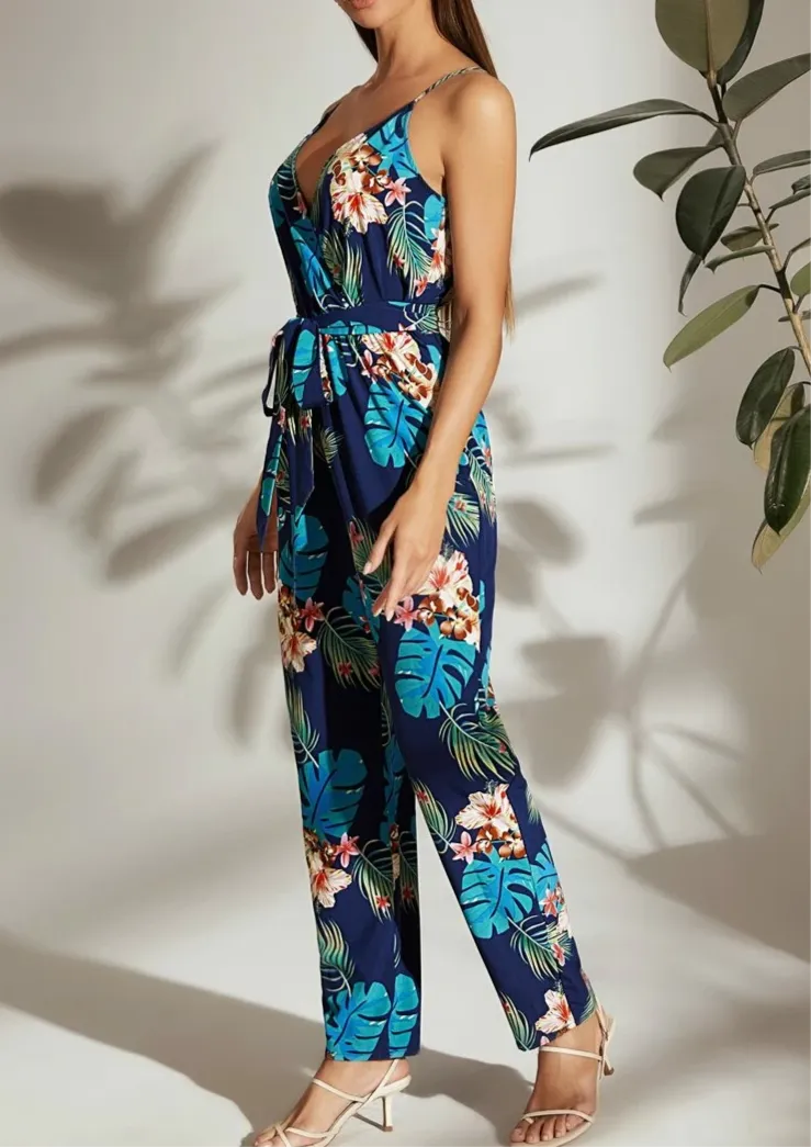 Colonnata Tropical Jumpsuit (Blue)